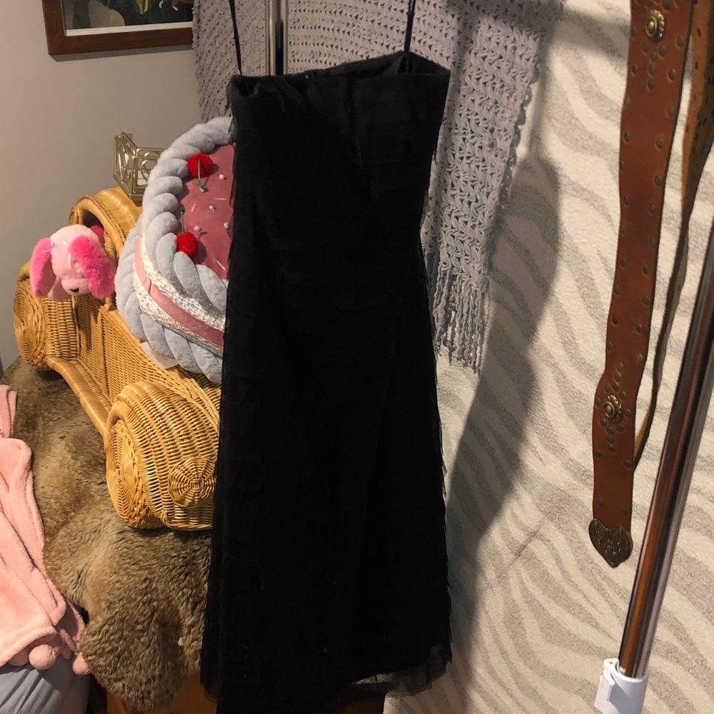 BCBGMaxAzria Black Strapless layered tulle Dress